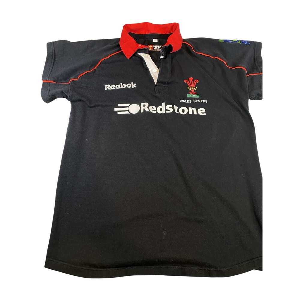 Vintage Wales Rugby Jersey Short Sleeve Reebok Official Team Size 44 Richards